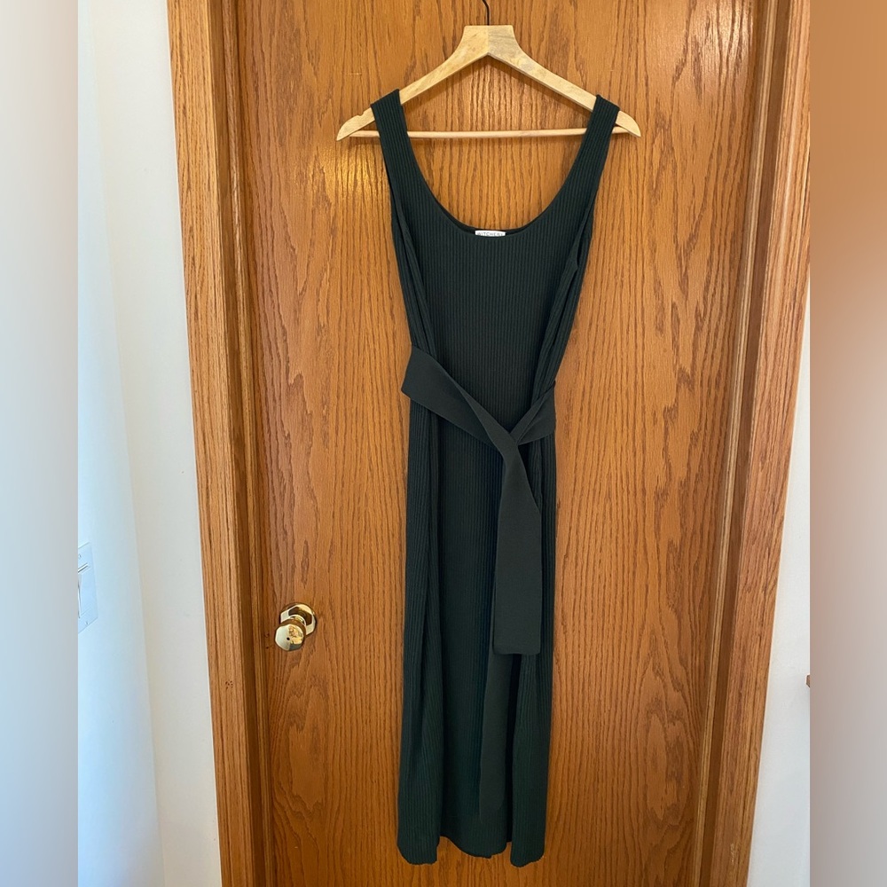 Witchery Green Midi Knit Dress with Removable Tie Detail